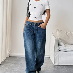 Summer Tops 2025 Heart-Shaped Three-Dimensional Bow Decoration O-Neck T-Shirt Top for Women's Summer Elegant Tight Fitting Top